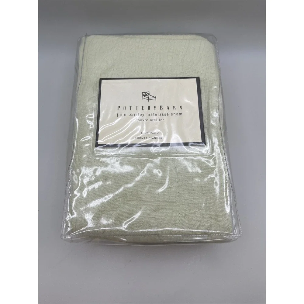 Pottery Barn Jane Paisley Quilted Standard Pillow Sham Light Celery‎ Green New